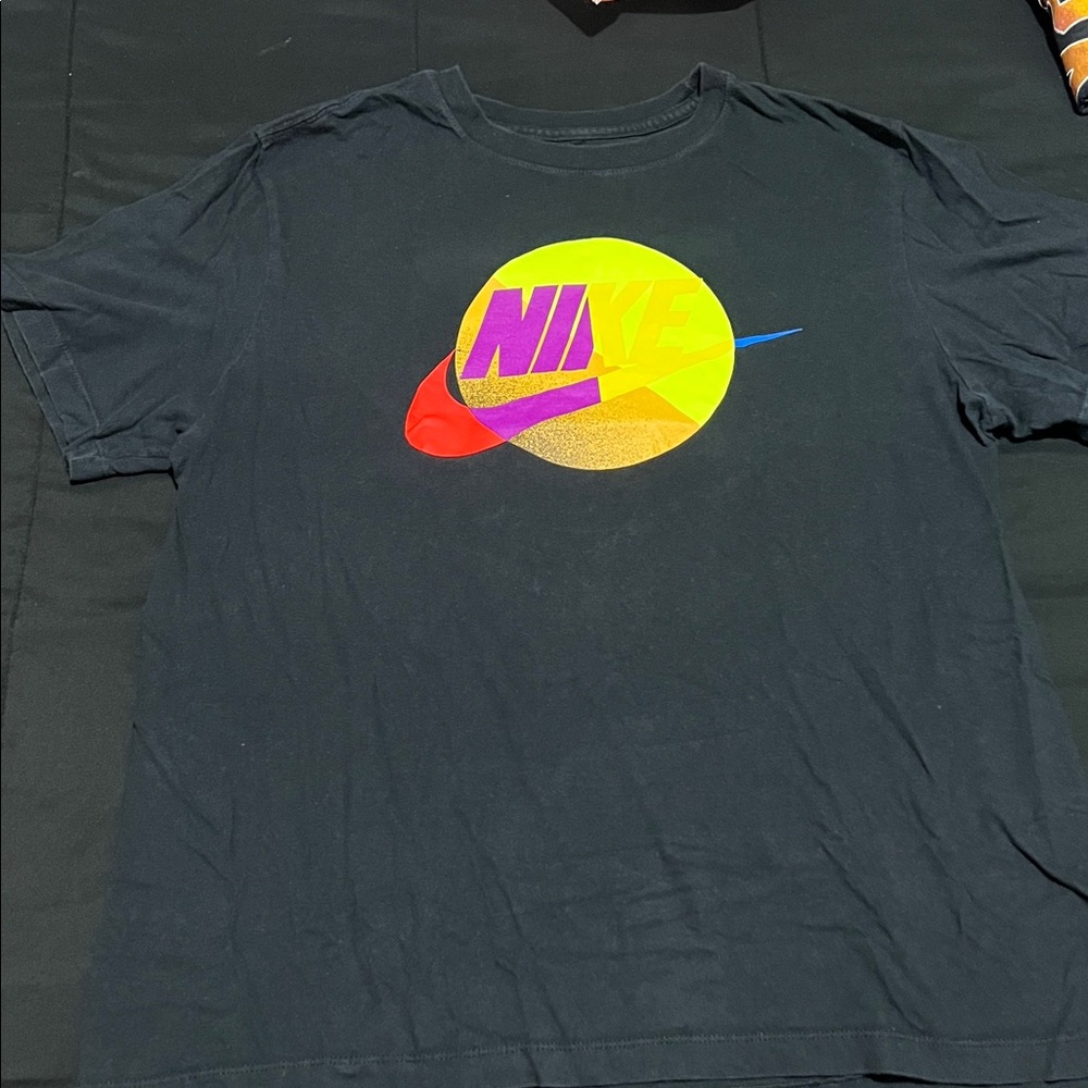 Nike Men's Black Tee with Vibrant Logo
